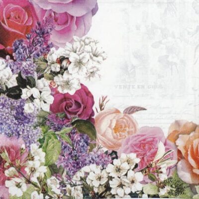 Paper Napkins - Mixed flower border (20 pieces)