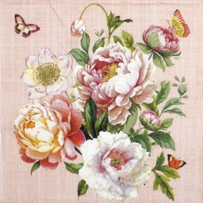 Single Decoupage Napkin - Peony bouquet
