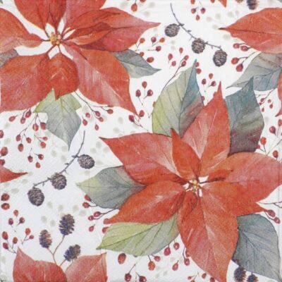 Paper napkins - Poinsettia and Berries (20 pieces)
