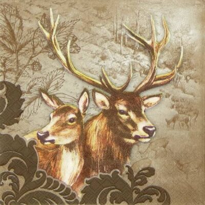 Lunch Napkins (20) - Deer Couple Brown