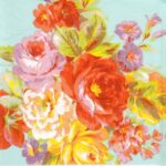 Paper Napkin - Painted roses green