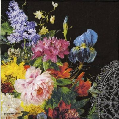 Paper Napkin - Still Life Bouquet Black