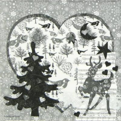 Lunch Napkins (20) - Winter Collage black