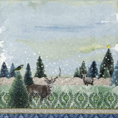 Cocktail Napkins (20) -Deer Winter Scene