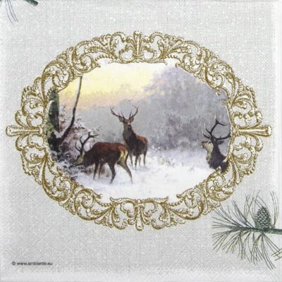 Lunch Napkins (20) - Elegant Deers Grey
