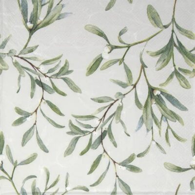 Paper Napkin - Mistletoe All Over Grey
