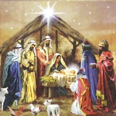 Single Paper Napkin - Nativity Collage