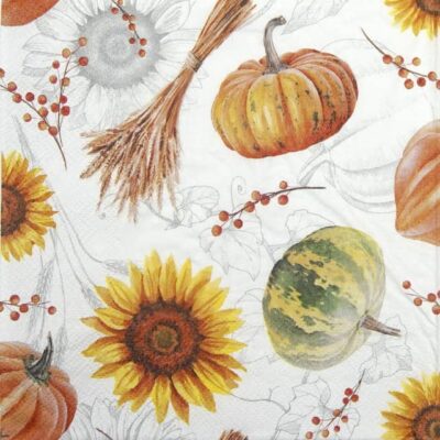 Cocktail Napkin - Pumpkin & Sunflowers