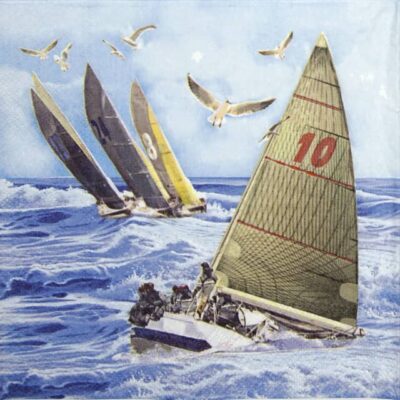 Single Paper Napkin - Sailboats