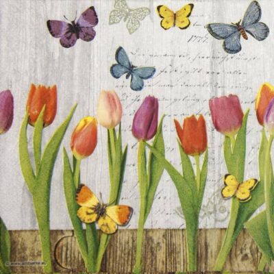 Lunch Napkins (20) - Spring Collage Grey