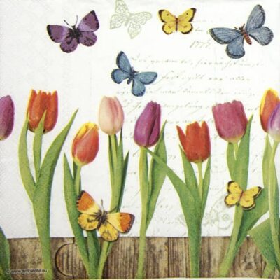 Lunch Napkins (20) - Spring Collage White