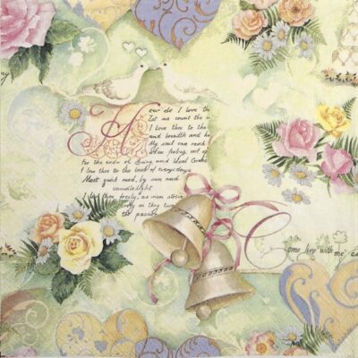 Paper Napkin - Wedding Bells green