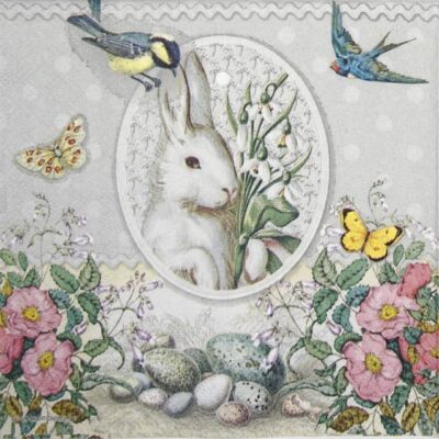 Lunch Napkins (20) - White Rabbit grey
