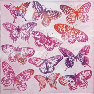 Paper Napkin - Aquarell Butterflies pink