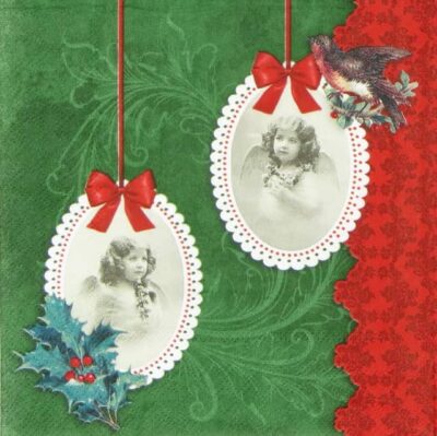 Paper Napkins - Vintage Angels Green (20 pieces)