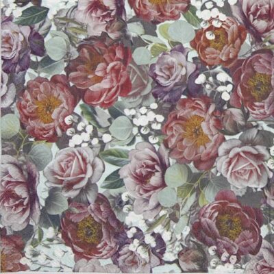 Cocktail Napkins (20) - Vintage flowers green