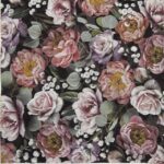 Cocktail Napkins (20) - Vintage flowers black