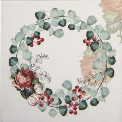 Lunch Napkins (20) - Wreath of Eucalyptus Grey