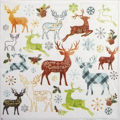 Single Decoupage Napkin - X-mas Deer