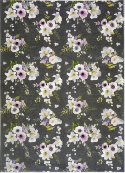 Rice Paper - White flowers on black