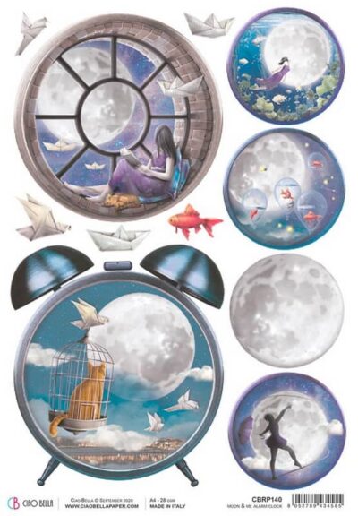 Rice Paper - Moon & Me Alarm Clock - CBRP140 (22 x 32cm)