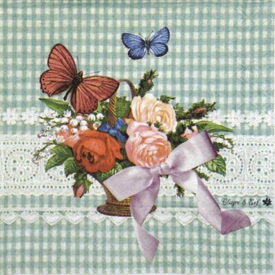 Lunch Napkins (20) - Roses Green lace