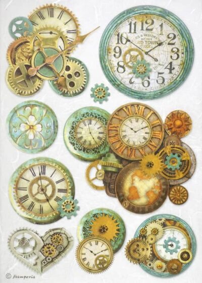 Rice Paper - Gearwheels and Clock