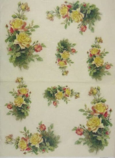 Rice Paper - Vintage Yellow Roses 33x49cm