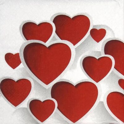 Single Paper Napkin - Creative 3D Hearts