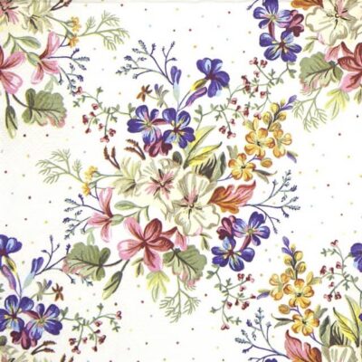 Lunch Napkins (20) - Delicate Flowers with Mini Dots