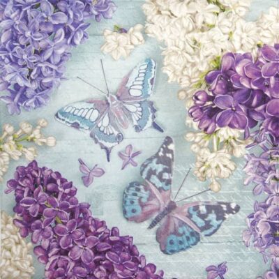 Paper Napkin - Lilac Collage with Butterflies
