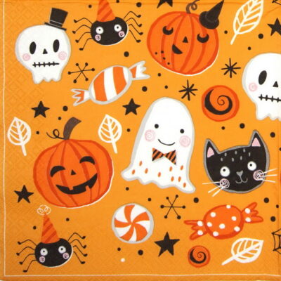 Paper Napkin - Orange Halloween Booo