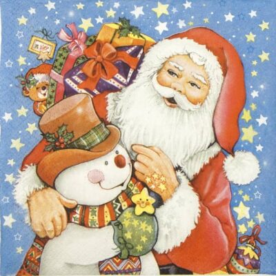 Lunch Napkins - Painted Santa and Snowman (20 pieces)