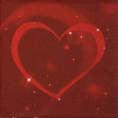 Single Paper Napkin - Red Neon Heart