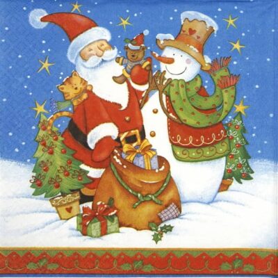 Paper Napkin - Santa Snowman