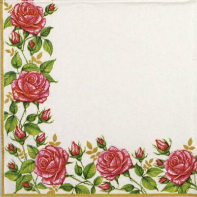 Lunch Napkins (20) - Flower frame with garden roses