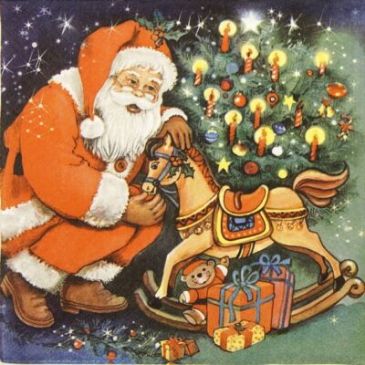 Lunch Napkins (20) - Santa Taking out Present