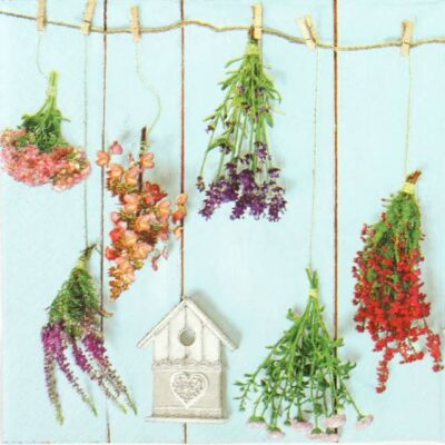 Lunch Napkins (20) - Bird Houses and garden flowers