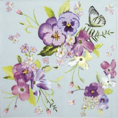 Lunch Napkins (20) - Spring flowers on blue background