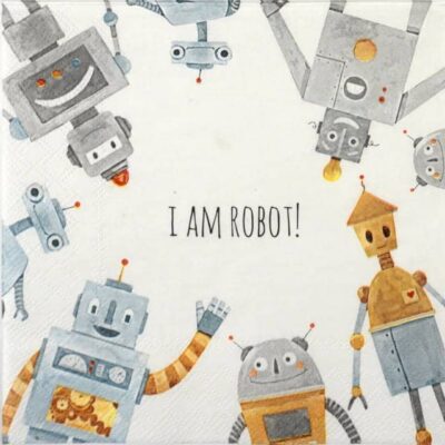 Single Decoupage Napkin - I am robot