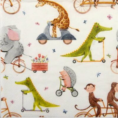 Single Decoupage Napkin - Moving animals