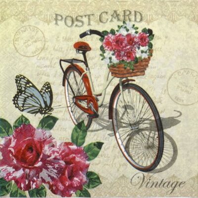 Single Decoupage Napkin - Bike Post Card