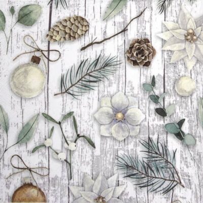Paper Napkin - White Xmas Deco grey