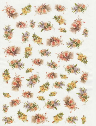 Rice Paper A/3 - Yellow and red small rose bouquets