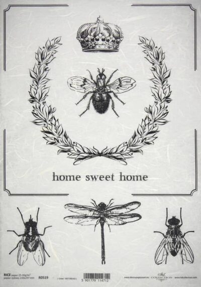 Rice Paper - Black & White Dragonfly