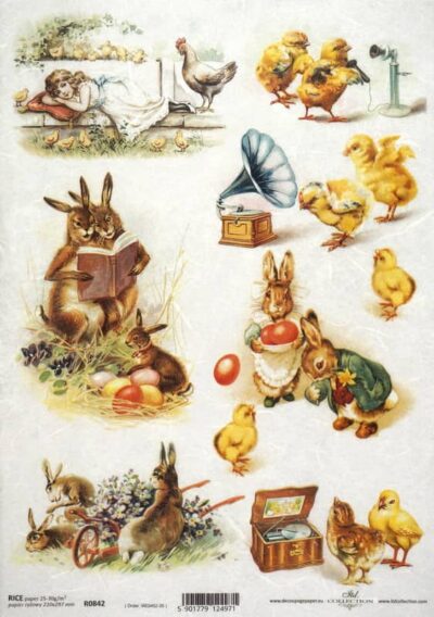Rice Paper - Happy Easter Reading bunny