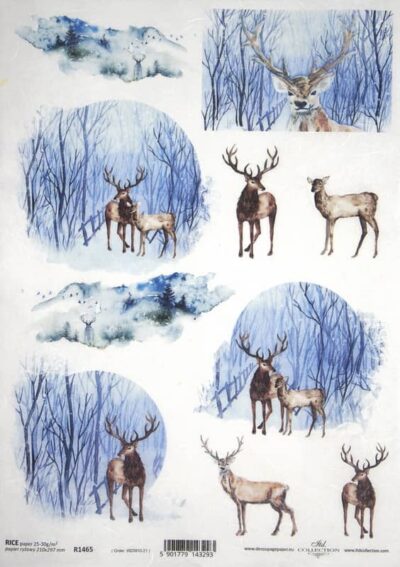 Rice Paper - Winter Landscapes with Animals - R1466