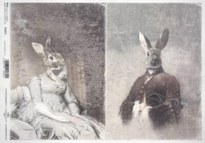 Rice Paper A/3 - Rabbit Couple - R0658L