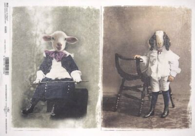 Rice Paper A/3 - Sheep Couple - R0669L