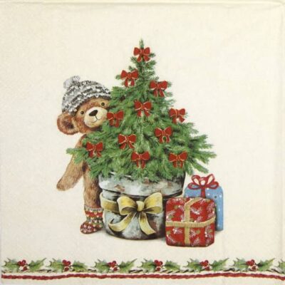Paper Napkin - Hello Teddy cream